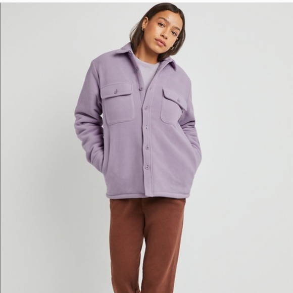 TNA Aritzia Polar Shirt Jacket In Purple Ash - Picture 2 of 13